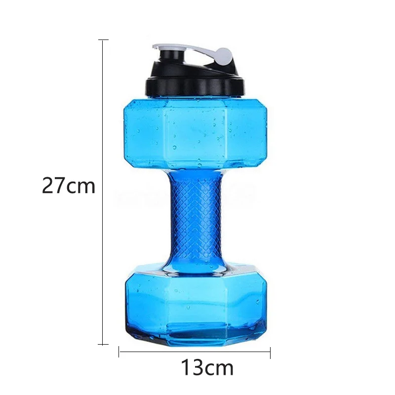 Large Water Bottle 2.2L Sport Plastic Dumbbell Shaped Sport Running Fitness Exercise Gym Shake Weight Fitness Equipment