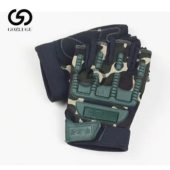 

5-13 Years old Kids Tactical Fingerless Gloves Military Armed Anti-Skid Rubber Knuckle Gloves