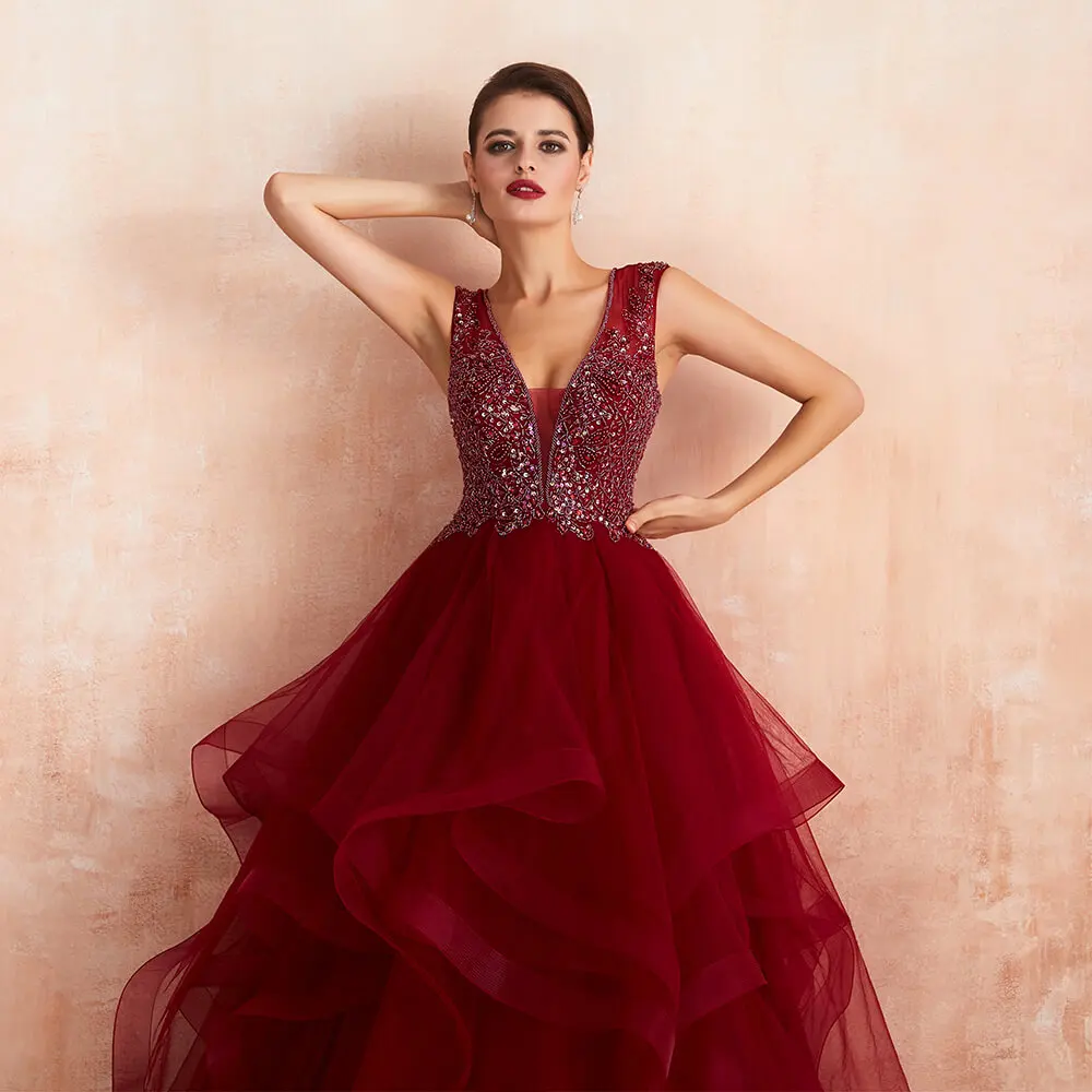 Robe de Soiree 2020 бургундское длинное вечернее платье сексуальное с v образным вырезом