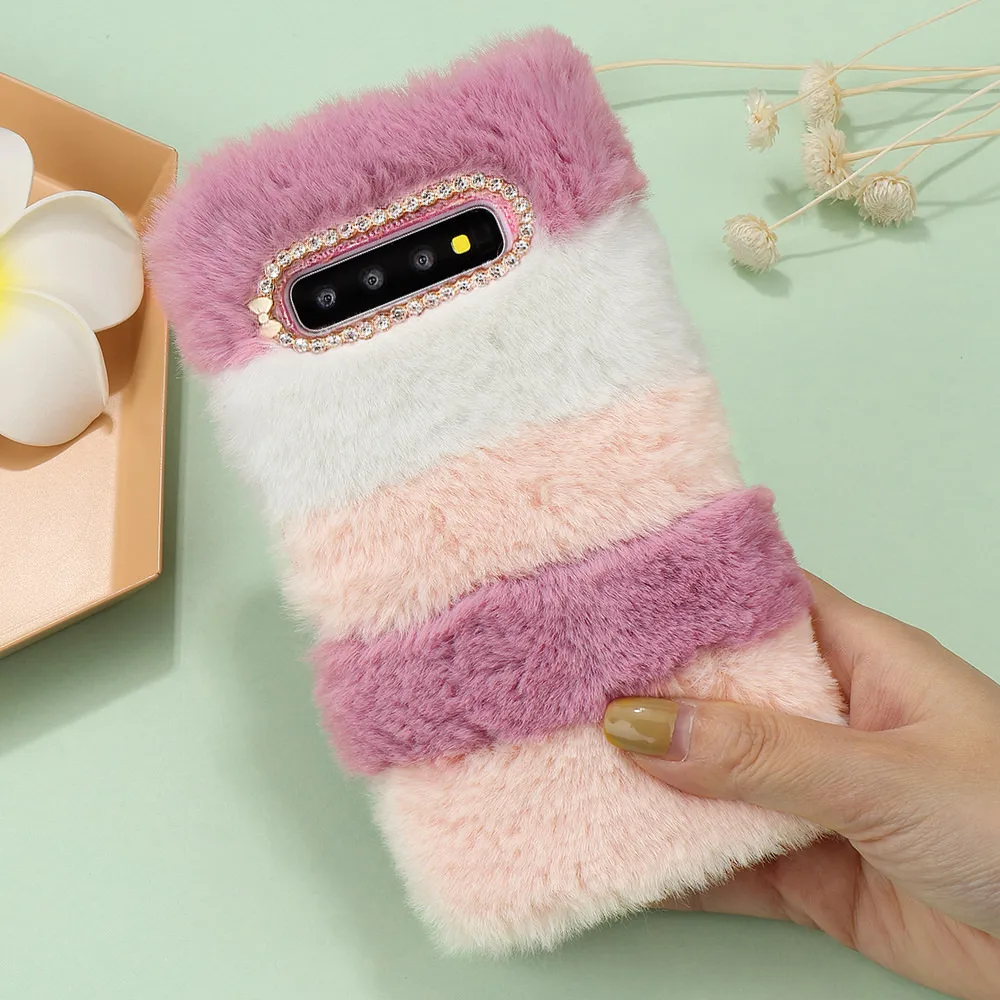 Pepmune Luxury Flip Fluffy Fur Case For Samsung S10 Plus Note 10 5G Note9 Glitter Wallet Leather Cover For Galaxy S8 S9 S7 edge