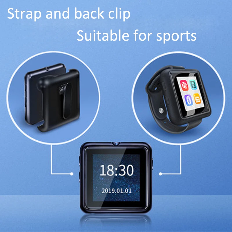 Спорт Bluetooth MP3 плеер 8 Гб клип мини с экраном Поддержка HIFI маленький и портативный MP3 специально для студентов