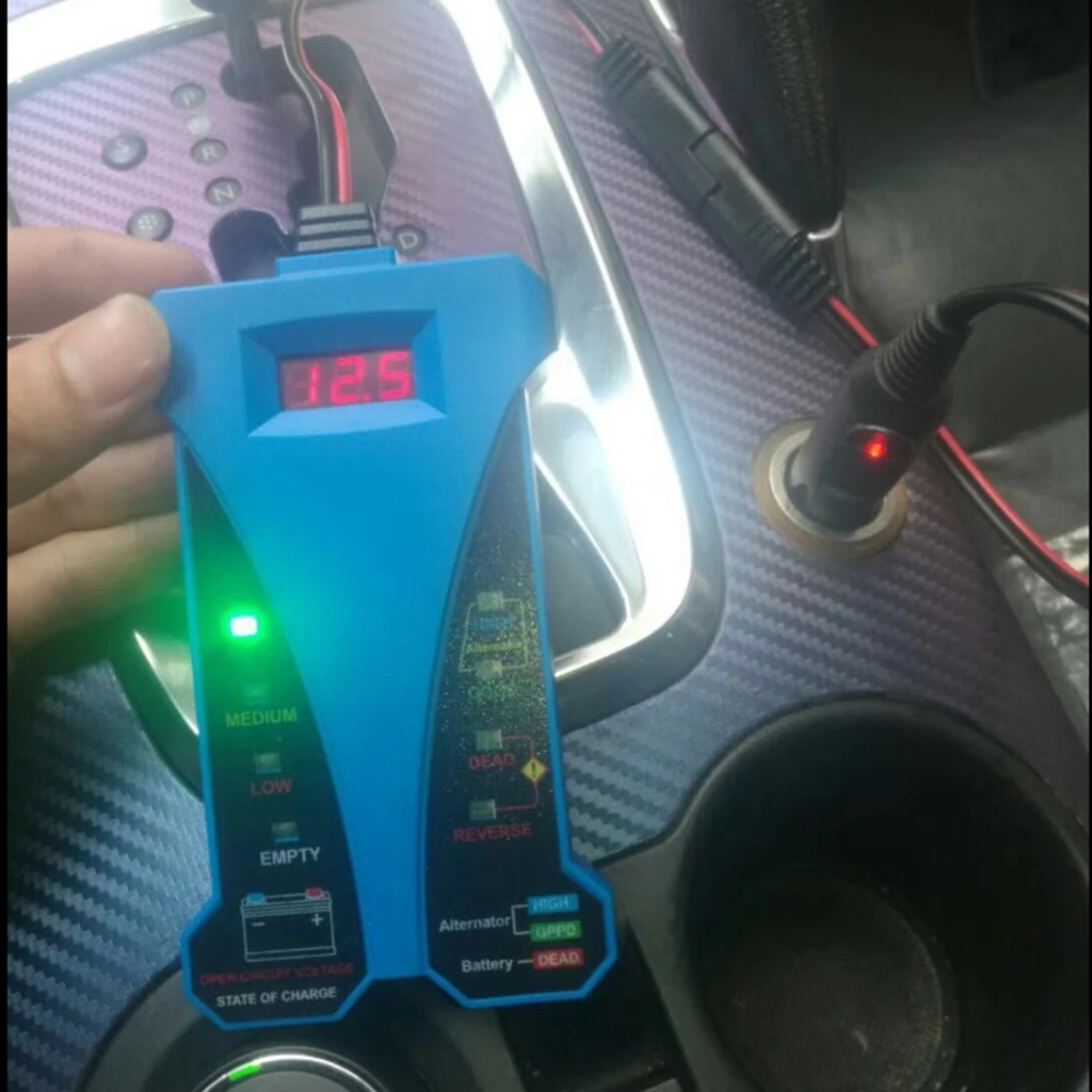 12V Charging System Analyzer Battery Load Tester with LED Indication for ATV