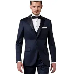 Блейзер Masculino Мужские костюмы (пиджак + брюки + жилет) две пуговицы с заостренным отворотом Свадебные смокинги BestDinner Prom 3 шт. мужской костюм