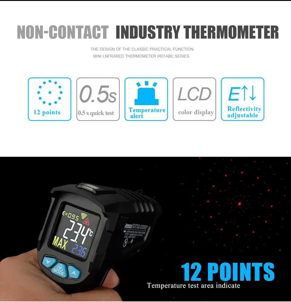MESTEK IR01 цифровой термометр измеритель влажности инфракрасный термометр гигрометр Измеритель температуры пирометр Imager Termometro