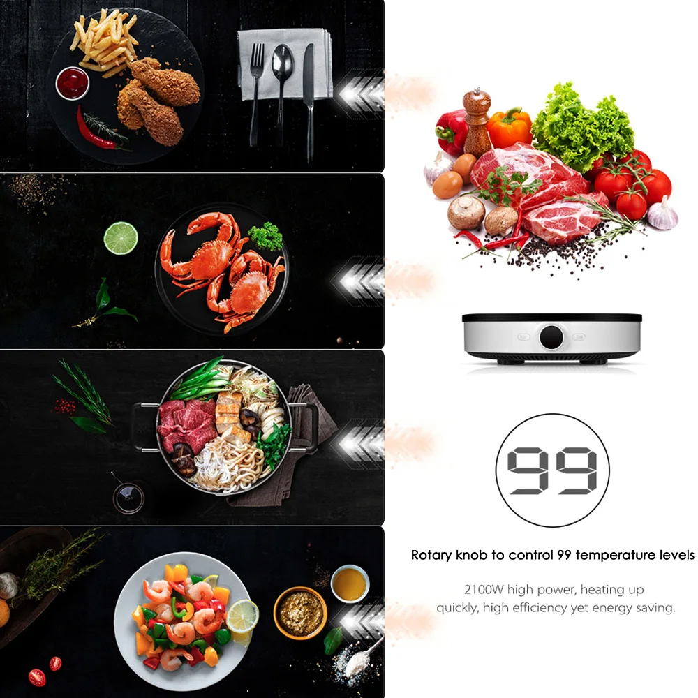 Mijia Electric Induction Cooker 2 Adjustable Heat 99Levels Flames Multifunctional OLED Screen Work with Mi Home APP induction cooker