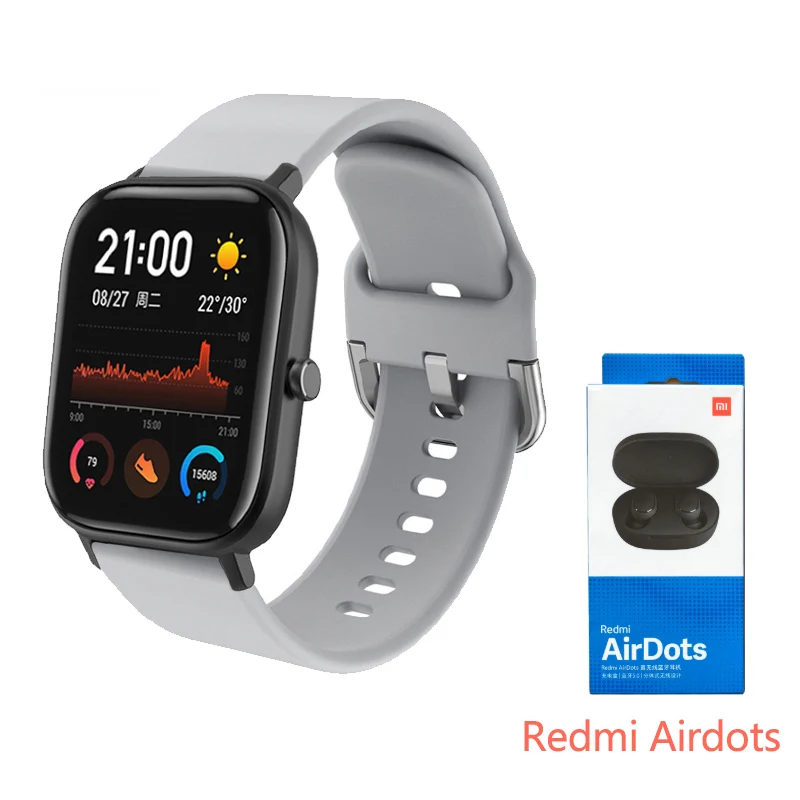 Глобальная версия Amazfit GTS Смарт-часы 5ATM водонепроницаемые Смарт-часы 14 дней батарея gps управление Amazfit bip 2 - Цвет: GTS-grey-airdots