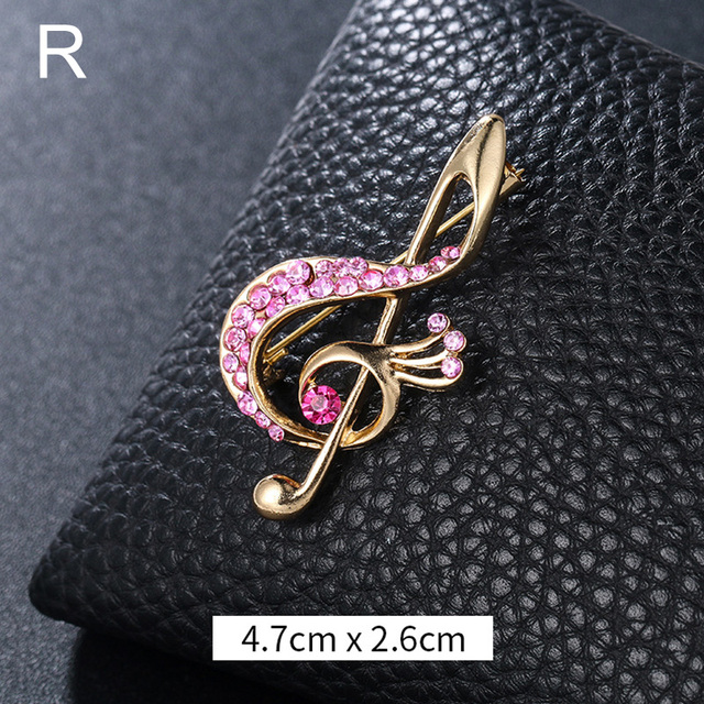 Elegant Musical Note Shape Brooches Fashion Luxurious Shiny Colorful Rhinestones Brooches Pins Clothes Accessories Gifts
