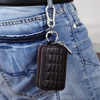 

Leather Car Key Wallets Men Key Holder Housekeeper Keys Organizer Women Keychain Covers Zipper Key Case Bag Unisex Pouch Purse