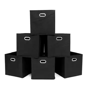 

6pcs Portable Foldable Cube Fabric Storage Bins Box Clothes Holder w/Handle