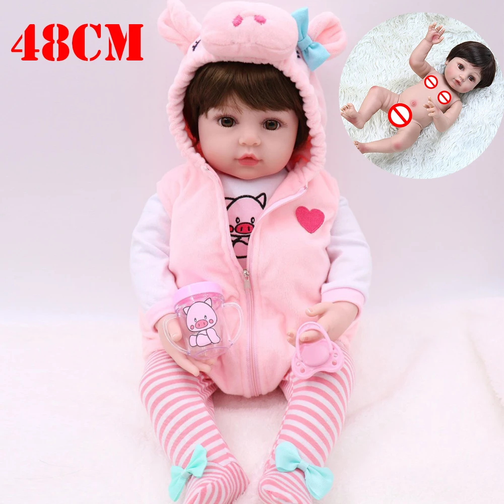 NPK кукла Bebe reborn полностью силиконовая reborn baby куклы-игрушки для девочек для детей подарок 48 см Новорожденные куклы могут купаться