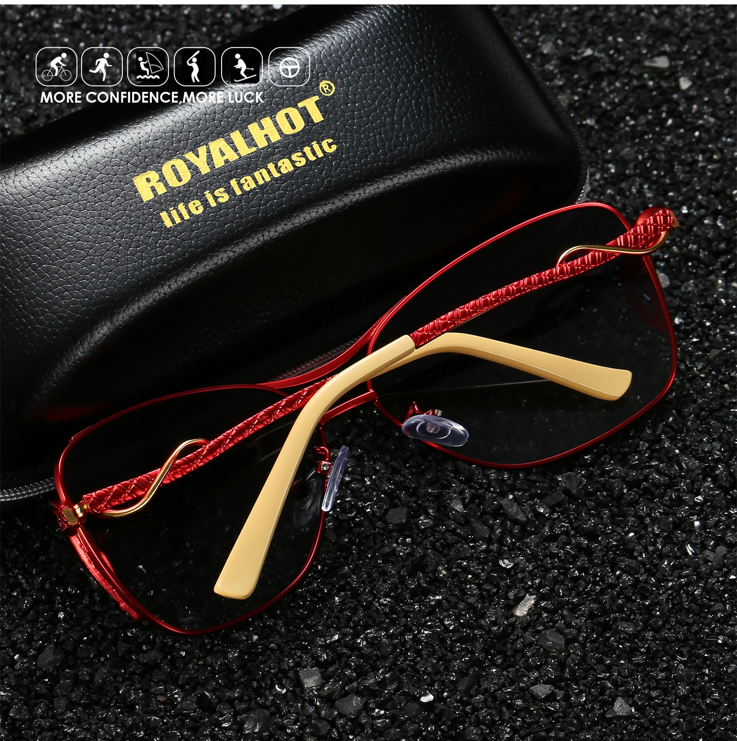 RoyalHot, поляризационные, Овальные, алой, кривая оправа, солнцезащитные очки для женщин, негабаритные, для вождения, солнцезащитные очки, оттенки, Oculos masculino, мужские, 60013