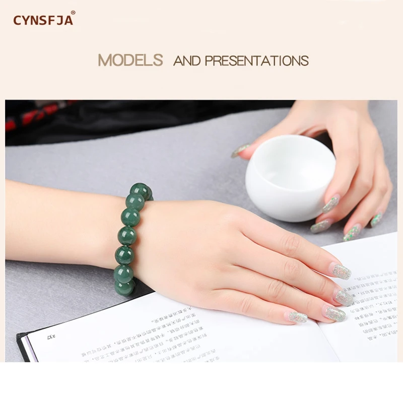 

CYNSFJA Real Rare Certified Natural A Burmese Emerald Jadeite Lucky Bead Myanmar Jade Bracelets Green High Quality Elegant Gifts