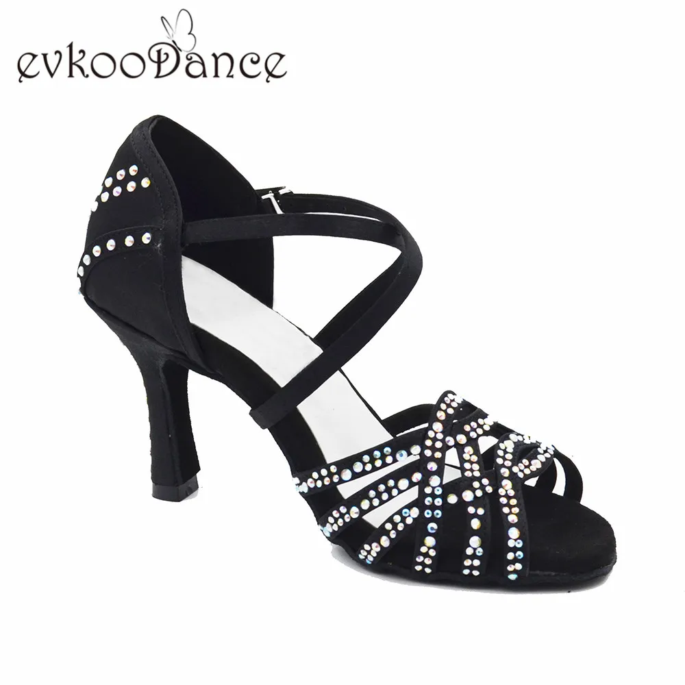 Evkoo dance Zapatos De Baile Professional; черные женские танцевальные туфли; обувь для сальсы на высоком каблуке; обувь для латинских бальных танцев для женщин; Evkoo-551