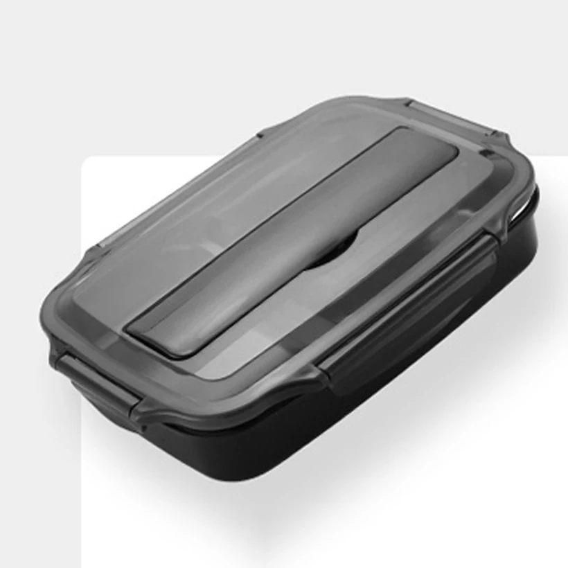 1000 мл Коробка для микроволновой печи Bento из качественной нержавеющей стали Ланчбокс контейнеры отсеки портативная еда с органайзером для посуды - Цвет: Black