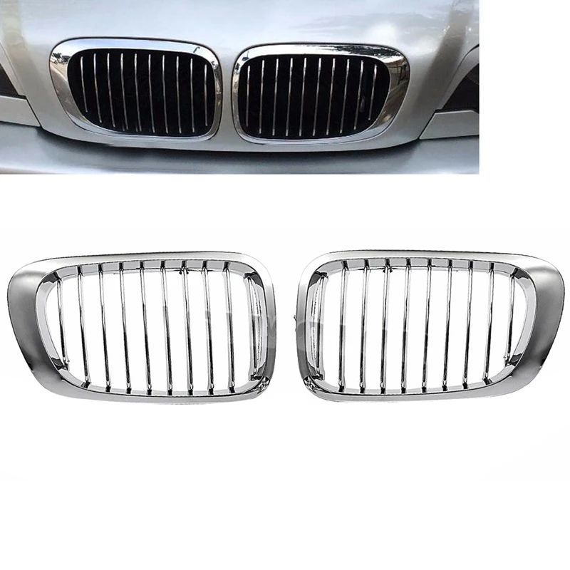 Car Front Bumper Chrome Plated Kidney Intake Grille Grill for Bmw E46