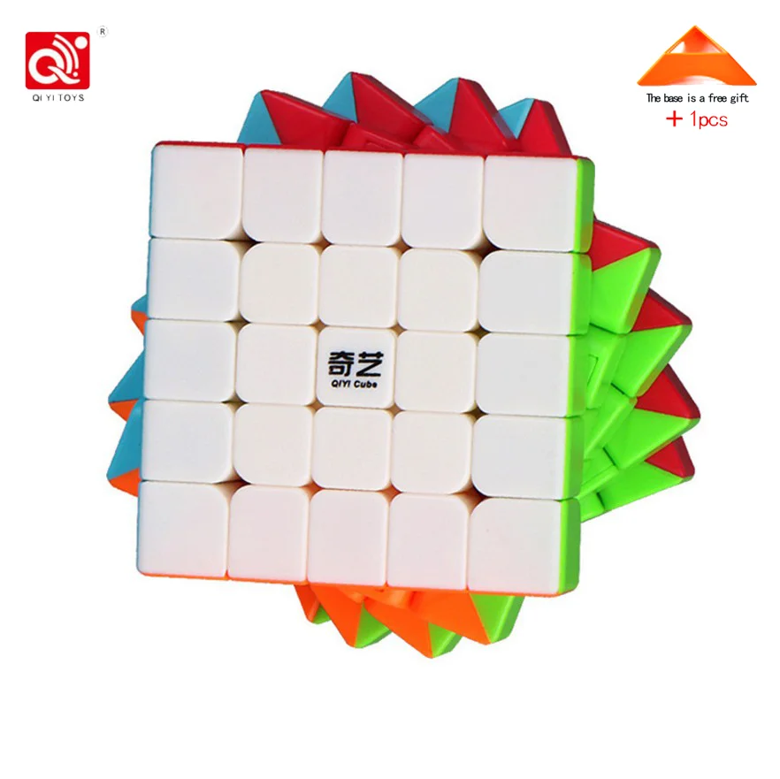 QIYI 5x5x5 магический скоростной кубик, наклейка, менее Профессиональный 5-слойный конкурс, кубики-головоломки, развивающие игрушки для детей