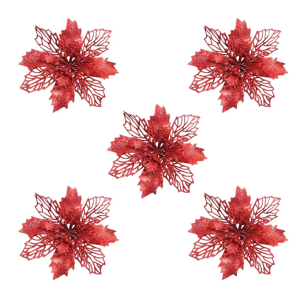 Christmas tree Christmas simulation flower Christmas ornaments tree ornaments 5 pieces PVC Christmas tree home decorations 10.9
