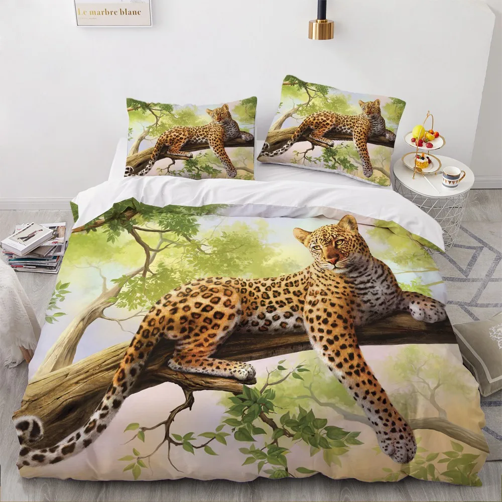 3D Bedding Sets Leopard Custom Duvet Quilt Cover Set Comforter Bed Linen Pillowcase King Queen Full Size 140*210 Home Texitle | Дом и сад