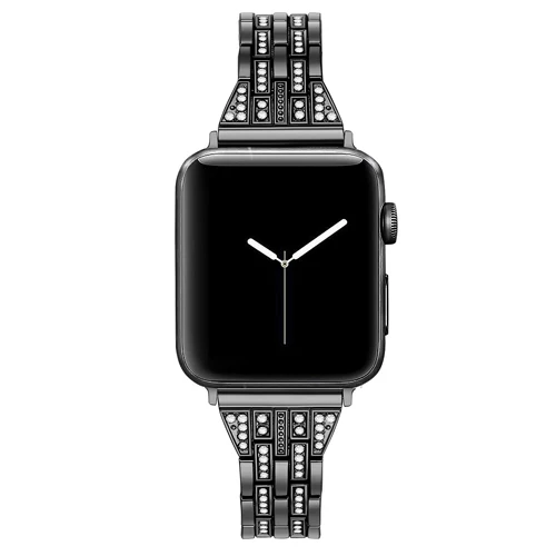 Аксессуары для часов Ремешок для apple watch iwatch, ремешок 38 мм 40 мм 42 44 мм Series 5/4/3/2/1 бриллиант Стразы роскошный браслет - Цвет ремешка: black
