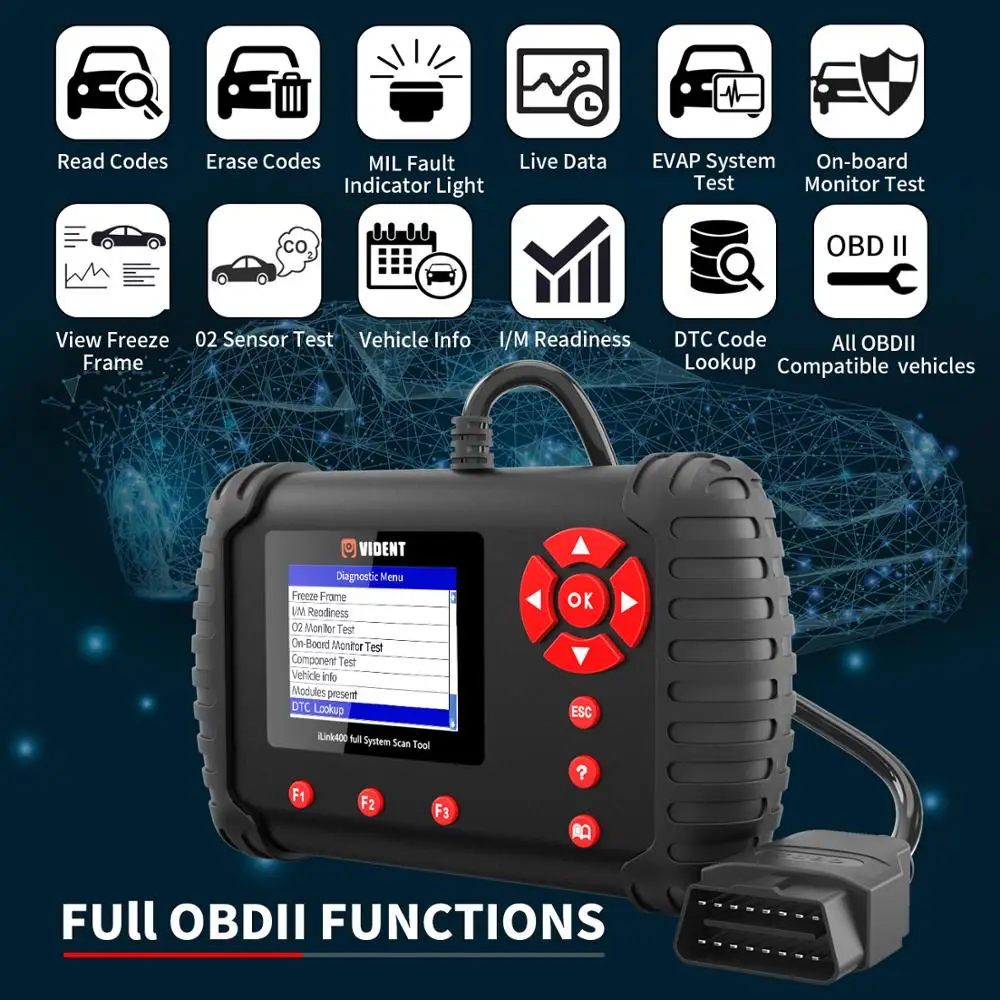 OBD2 считыватель кодов Vident iLink400 полная система Автомобильный сканер OBDII