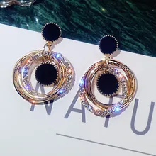 S925 Серебряная игольчатая подвижная звезда, серьги, многослойные, мигающие кристаллы, круглая серьга, темперамент, подарок на день матери