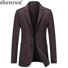 Shenrun, мужские блейзеры, куртка, Осень-зима, тонкая, новая мода, двойной шерстяной костюм, куртки, для офиса, работы, бизнеса, формальный, повседневный блейзер