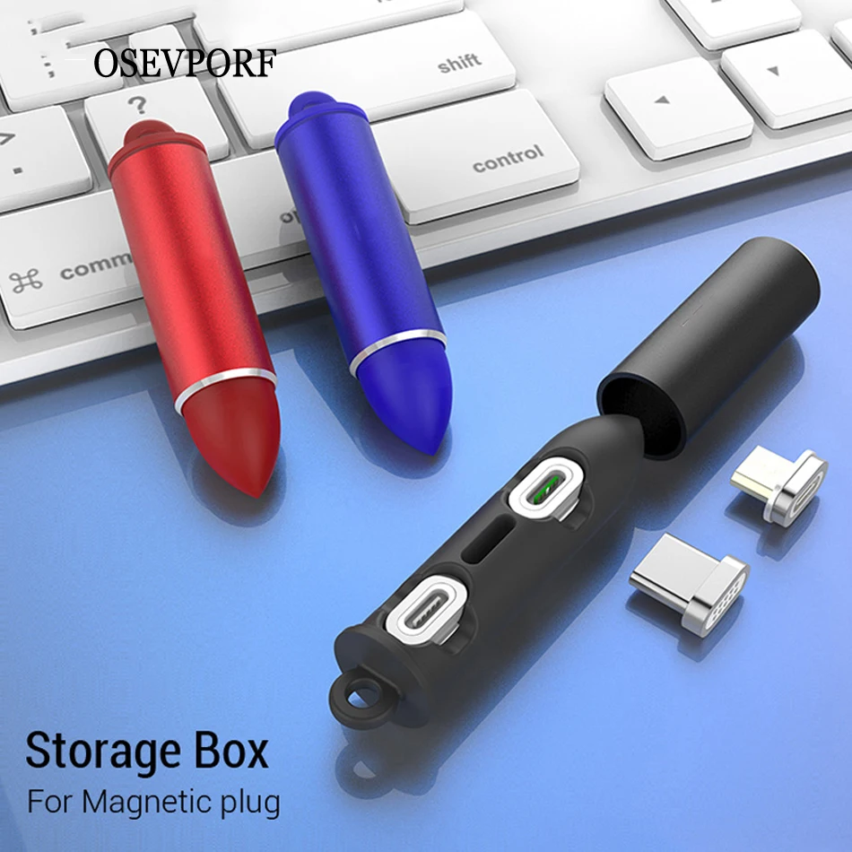 

Portable Magnetic Plug Box Adapter Metal Storage Container for iPhone 11 Pro X 7 Micro USB Type C Magnet Charger Cable Connector