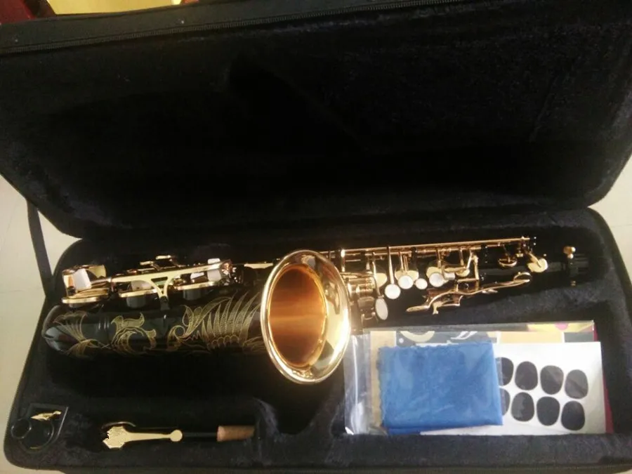 New Hot sale Alto saxophone black brass engraving mode black gold Sax musical instruments professional Alto saxophone case