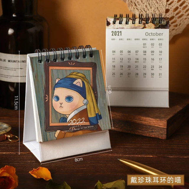 Imeetu 1 Pc 2022 Retro Mini Painting Desk Calendar Vintage Monthly Planner Daily Schedule School Office Supplies|Calendar| - Aliexpress