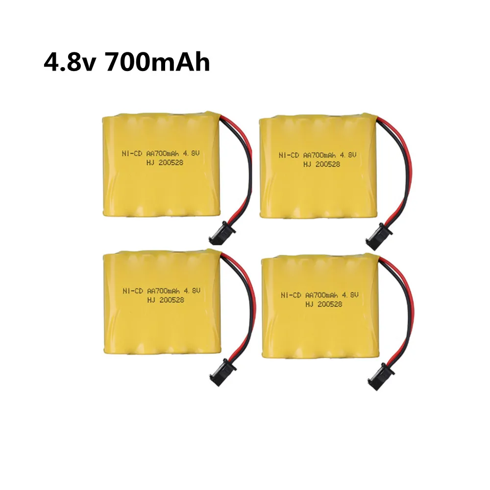 Rechargeable 4.8V 700mAh Ni-Cd AA Battery Pack For RC Toys Electric Car Boat Gun Spare Parts SM-2P Plug Nicd 4.8 V Volt Bateria |