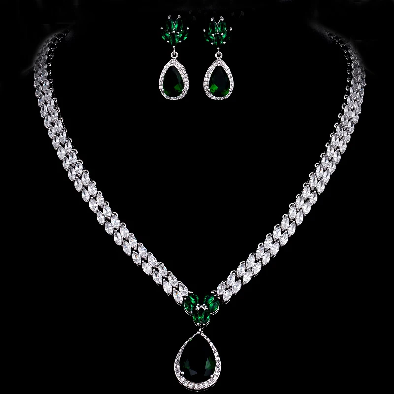 Water Drop Crystal Jewelry Set Four Colors Bridal Party Jewelry Sets