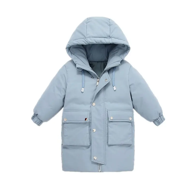 

Boys Girls 5 Colors Down Coats Boys Long Section Hooded Warm Down Jackets 3-12Y Children Winter New Fashion Zipper Jacket CL105
