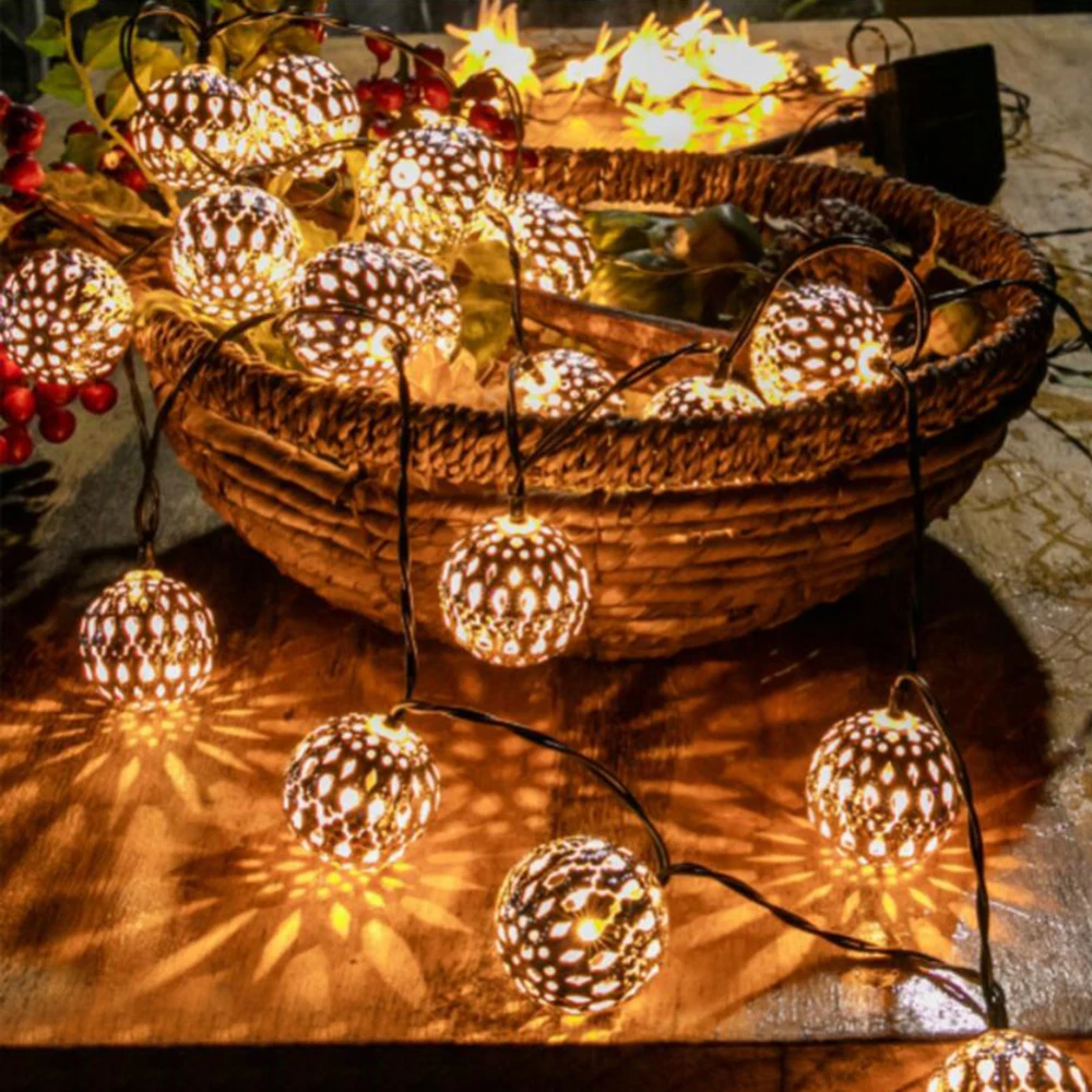 

Warm white String Light LED String Lights 9.84ft 20 Globe Moroccan Balls for Christmas Party Outdooor Garden Patio Home Decor