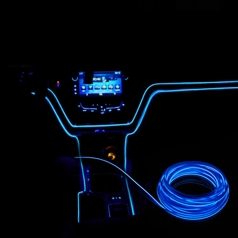 300cm 500cm Car LED Bulbs Decoration Strip Car Auto 12V Flexible Neon EL Universal Metal Wire Interior Strip Car LED Light