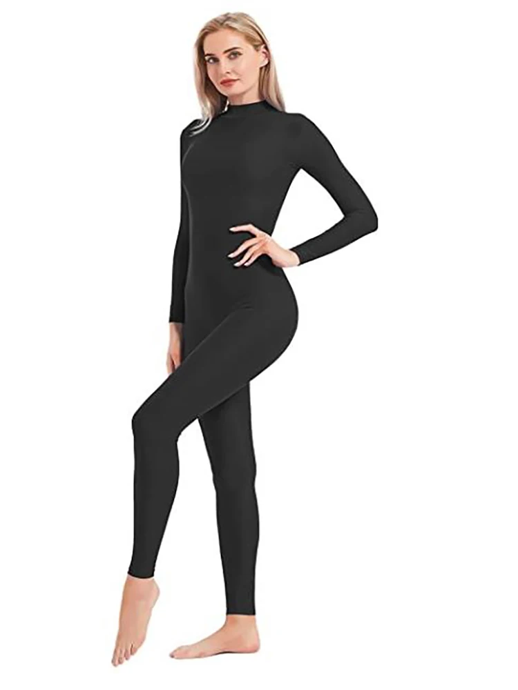 Adult High Neck Zip One Piece Unitard Full Body Leotard