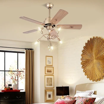 

Modern Simple Traditional Fan Lamp Dining Room Solid Wood LED Ceiling Fan Lamp Creative Ceiling Fan Classic Smart Ceiling Fan