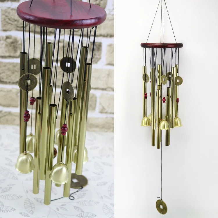 

Solid Wood Bronze Wind Chime Metal Multi-Tube Rust-proof Bell Copper Alloy Extra Large Amulet Wang Yun Feng Shui Hanging Decorat