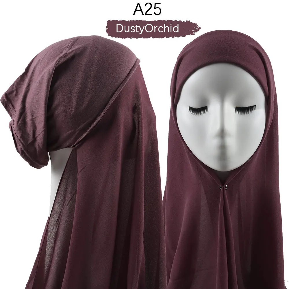 Women Muslim Instant Chiffon Hijab With Cap Underscarf Bonnet HIjabs  Scarf Islam Headscarf Headwrap Turbante