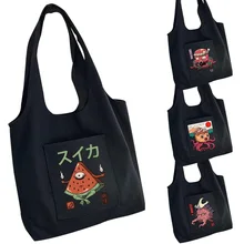 Women's Shopper Bag Canvas Bag Cute Monster Printing Travel Washable Large Tote Bag Messenger Shoulder Bag Grocery Storage Bags