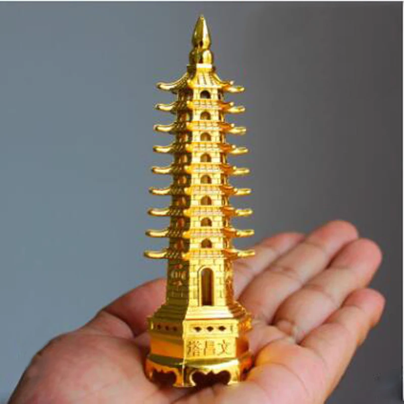 China Wenchang Pagoda Tower Feng Shui Alloy 3D Model Crafts Statue Souvenir Home Decoration Metal Handicraft Gift | Дом и сад