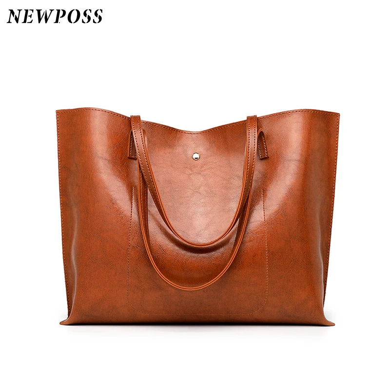 Сумка мешок из вощеной кожи простая сумка с двойным ремешком сумки на плечо для