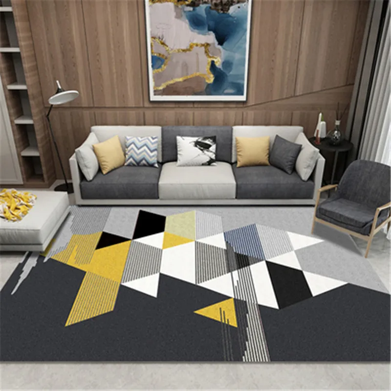 Скандинавский современный абстрактный Серый Золотой кривой узор Кристалл бархатистый коврик Современный ковёр для гостиной спальни коврики CF