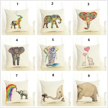 

Cheap Cushion Covers 45x45 cm Elephant Print Kids Bedroom Decor 1 Piece Polyester Throw Pillow Cover for Car Sofa Wholesale