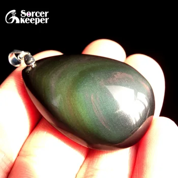 

Men's Natural Stone Obsidian Water Drop Pendant Chakra Healing Reiki Beads Women Crystal Necklace Jewelry Free Pouch BD801