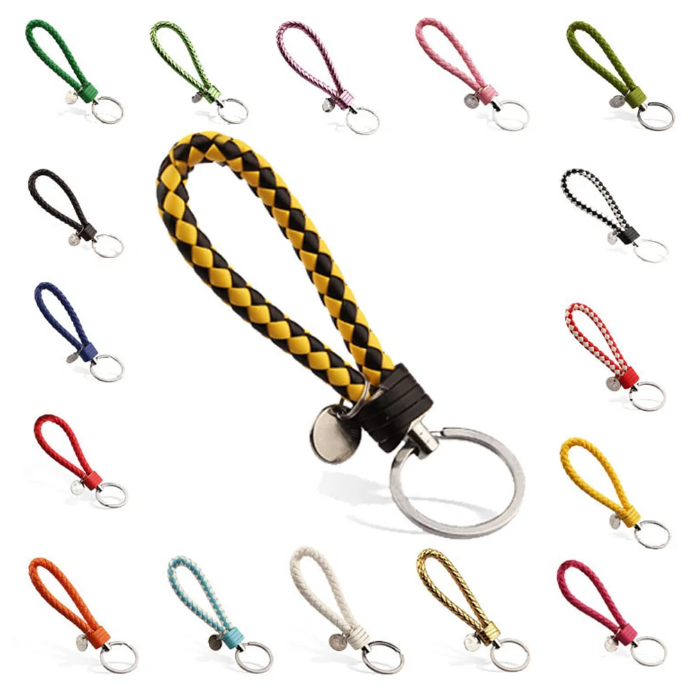 

Keyring Keychain Car Key Chain Weave Leather Rope Key Ring Holde Buckle Manual Gift