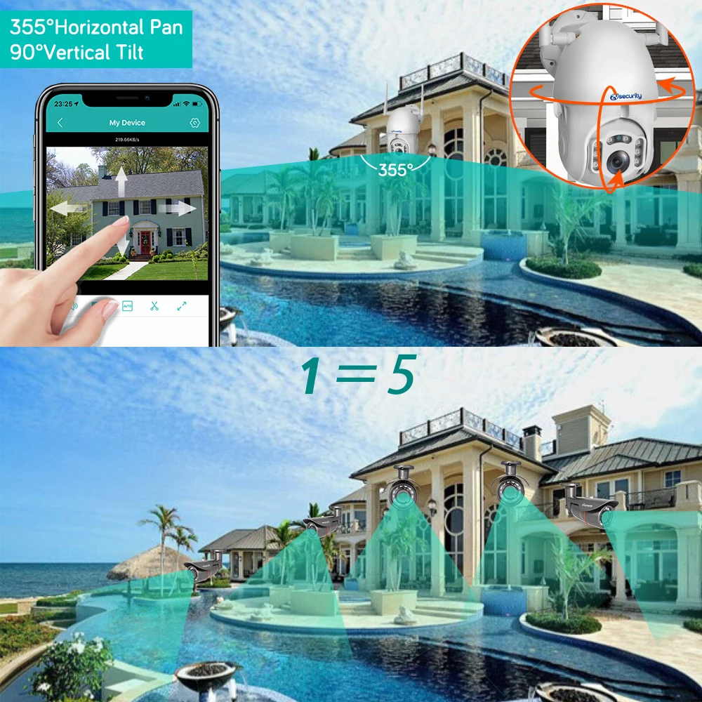  1080P Outdoor WiFi Camera Auto Tracking Smart Wireless Home Security PTZ CCTV Audio Surveillance Sp - 4000208353453