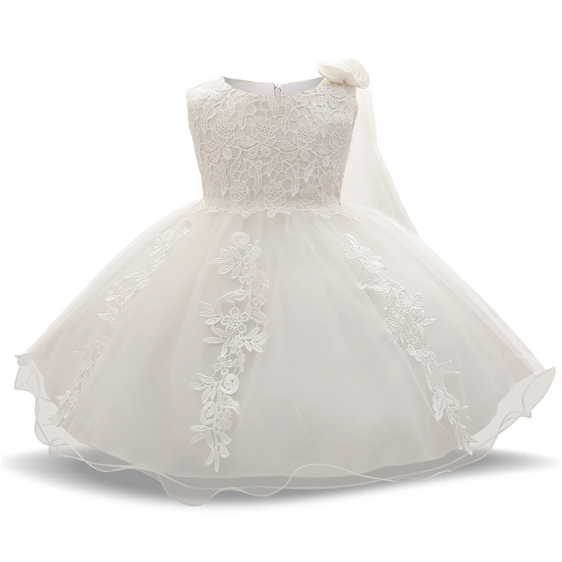 Белое платье на крестины для маленьких девочек кружевное нарядное бальное платье с цветочным узором для маленьких девочек 1 год, платье-пачка принцессы на день Рождения Новогоднее платье Vestido - Цвет: 5 White