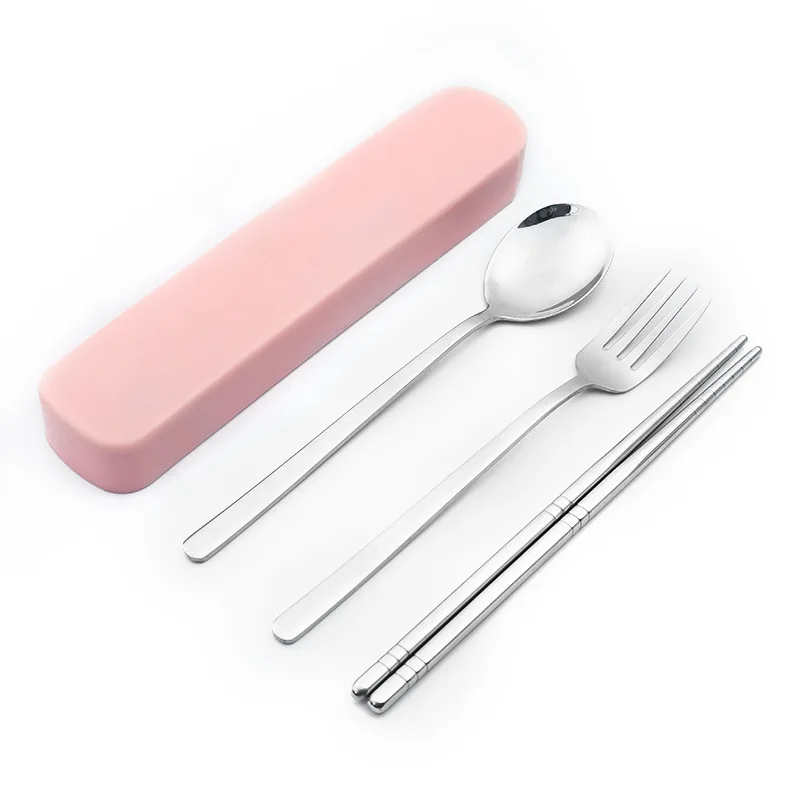 

Portable Stainless Steel Cutlery Knife Fork Spoon Chopsticks Set For Student Outdoor Travel Gift Tableware Set