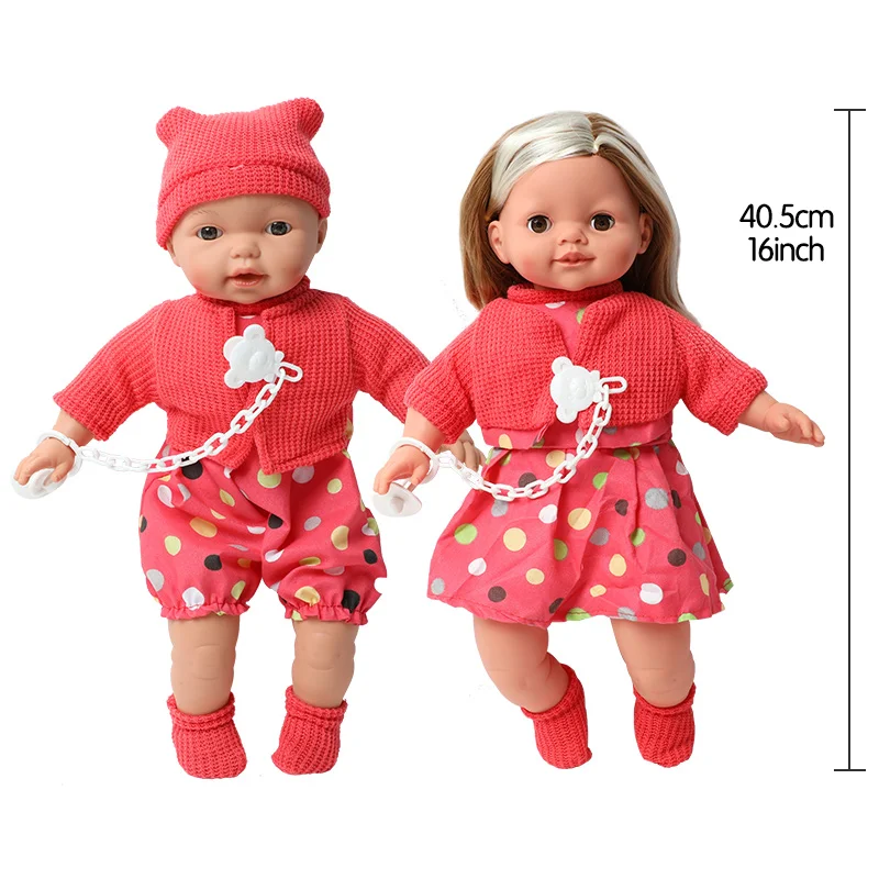 16 дюймов имитация Bebe reborn doll звук длинные волосы 40 5 см Реалистичная набивка хлопок