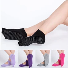 1 пара, женские носки для йоги с пятью пальцами, дышащие нескользящие спортивные носки, носки для пилатеса и балета